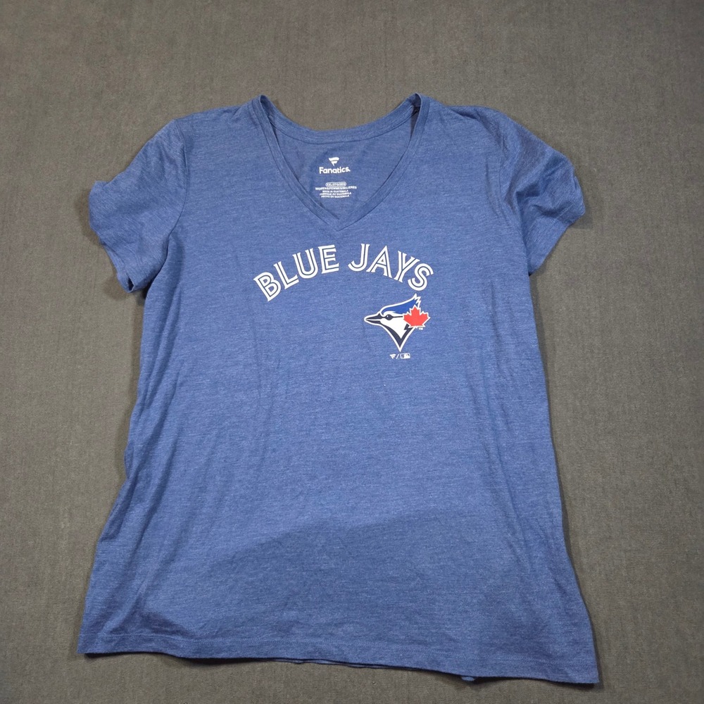 Fanatics Toronto Blue Jays T-Shirt Womens XXL Blue V-Neck Graphic Tee